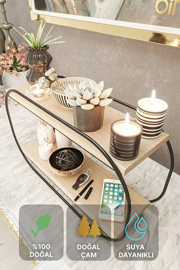 Çok Amaçlı Düzenleyici Oval Raf Ahşap Masaüstü Banyo Mutfak Rafı Takı Ve Makyaj Organizeri